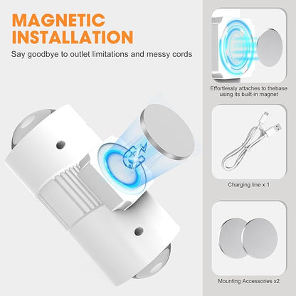Motion Sensor Night Light,Smart LED Night Lights with Magnetic,Dimmable Night Lamp,8 RGB Colors,Portable Rechargeable Night Light for Indoor,Hallway,Bathroom,Stairway Christmas Decor White 2 Pcs