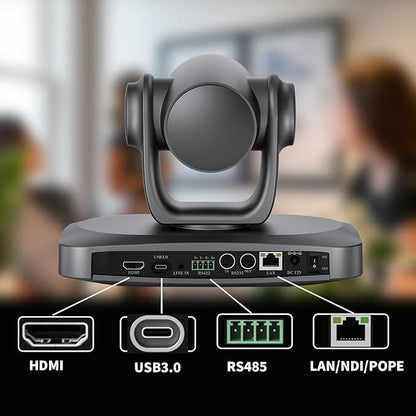4K NDI PTZ Camer 20X Optical Zoom AI Tracking Camera with HDMI/USB/LAN/PoE Conference Room Camera for Live Streaming, Video Conference, Church Services