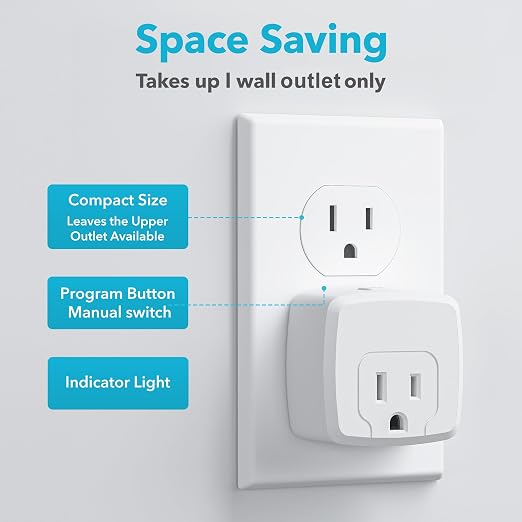 HBN Remote Control Outlet with 100FT RF Signal, Wireless On Off Switch Plug for Household Appliances, Battery Included, 15A/1875W(3 Outlets + 1 Remote)