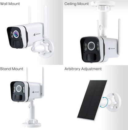 Kittyhok 2K Solar Security Camera Outdoor | 4MP FHD Wireless Security Camera, Solar Battery Powered, Smart Detection, Night Vision, and Weatherproof with Spotlight for Home Surveillance