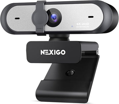 NexiGo N660P Pro 4K Webcam with Distortion-Free Lens, 1080p 60 fps Autofocus USB Streaming Camera, 3DNR, Noise-Canceling Mics & Privacy Cover, Web Cam for Gaming/Live Streaming/PC/Mac/Switch 2, Black
