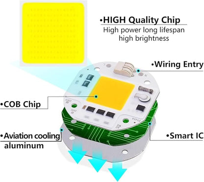 3pcs 50W 70W 100W COB LED Chip 220V 110V Smart IC No Need Driver DIY Flood Light Spotlight High Power 54mm LED Matrix COB Chip F5454(50W,110V_Cool White)
