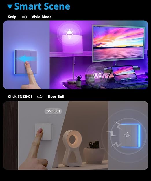 SONOFF Smart Light Switch, 2.4GHz WiFi Interruptor Inteligente, Neutral Wire Required, Voice Control with Alexa and Google Home, Touch Button, Wall Mounting, T5 4 Gang 1 Way