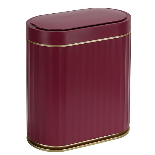 ELPHECO 2 Gallon Sensor Trash Can, Automatic Lid, Burgundy Gold