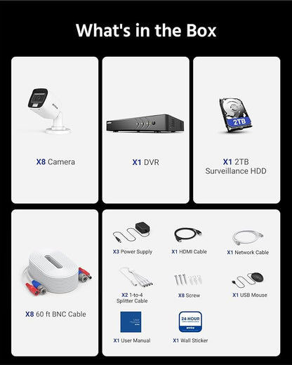 ANNKE 8CH 3K Security Camera System with Smart Dual Light, 8 Channel Surveillance AI DVR with Human/Vehicle Detection, 8x 5MP (2960 * 1665) CCTV Analog Cams with Mic, IP67, Color Night Vision, 2TB HDD