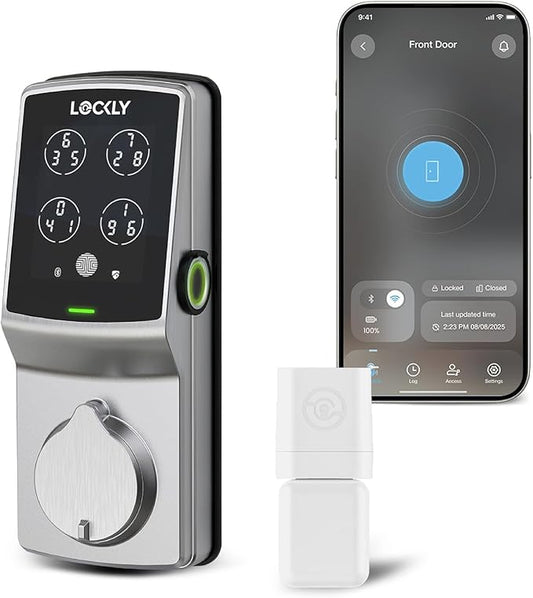 Lockly Guard Deadbolt PGD728WPU Commercial Smart Lock – UL10B/10C Fire Rated Keypad Deadbolt with Fingerprint, Wi-Fi & Bluetooth, Alexa & Google Compatible, 8 AA Batteries, Rekeyable Door Lock