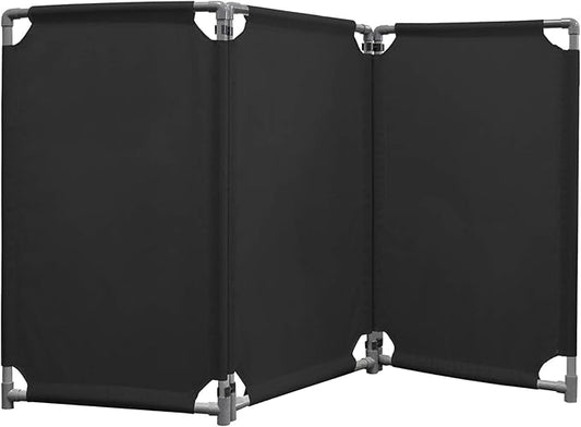 3 Panels Safety Barricade 5.8FT Foldable Security Sign Barrier Gate with Heavy Duty PVC Frame High Visibility Caution Symbol Crowd Control Restricted Area Pedestrian Barricade Traffic Fence Black
