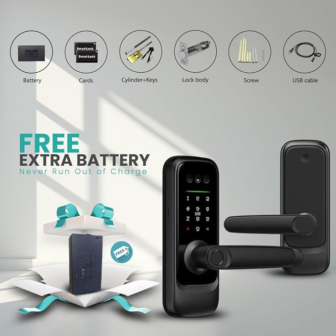 3D Face Recognition Smart Door Lock with Camera, Video Doorbell & Intercom– Keyless Entry Deadbolt with Face ID, Palm Vein, Fingerprint, Passcode, Card, Tuya App & Key, Auto-Lock, Mortise Latch, Home