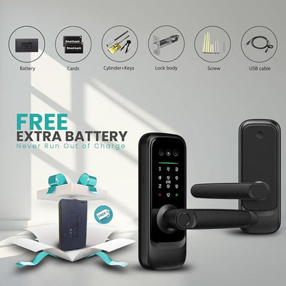 3D Face Recognition Smart Door Lock with Camera, Video Doorbell & Intercom– Keyless Entry Deadbolt with Face ID, Palm Vein, Fingerprint, Passcode, Card, Tuya App & Key, Auto-Lock, Mortise Latch, Home