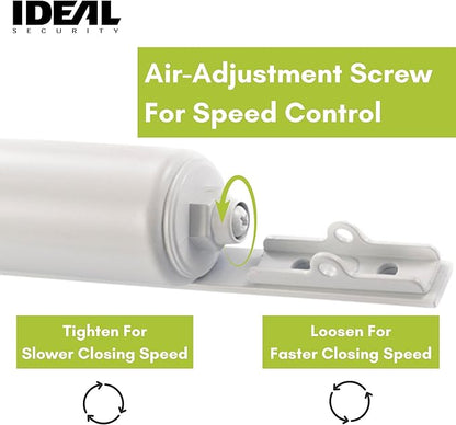 Ideal Security SK3015 Heavy Pneumatic Storm and Screen Door Closer with Torsion Bar, White
