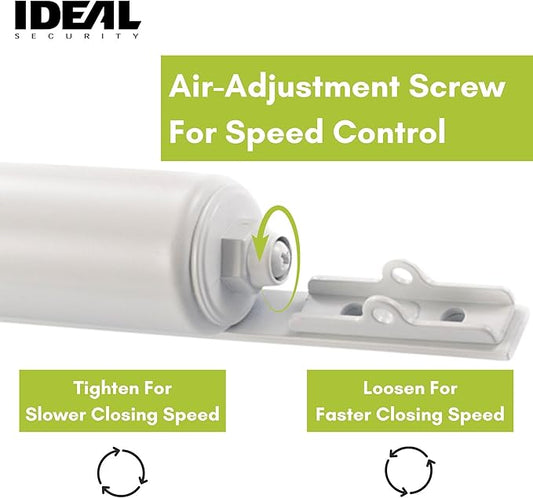 Ideal Security SK3015 Heavy Pneumatic Storm and Screen Door Closer with Torsion Bar, White
