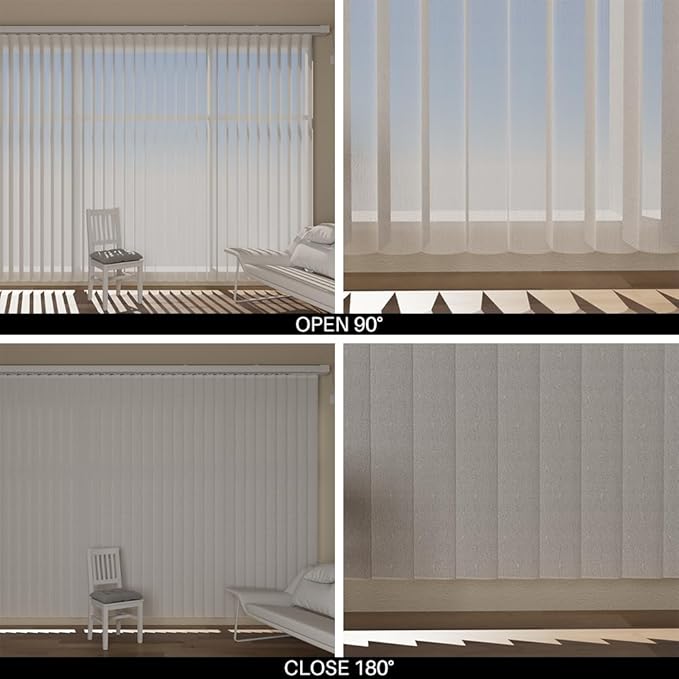 Motorized Sheer Vertical Blinds with Remote, Light Filtering Vertical Blind Sliding Door Blinds Remote Control Blinds for Sliding Glass Door Customize, Grey