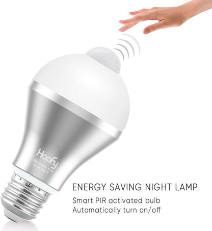Haofy Motion Sensor Light Bulb, 9W Smart Motion Activated PIR LED Bulbs Automatic On/Off Security Lights Lamp for Stairs Front Door Hallway Yard Garage Basement (E26/E27, 600lumen,Cool White,3 Pack)