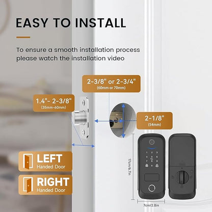 JAIOTlink 5 in 1 Smart Lock for Front Door, Keyless Entry Deadbolt with Camera & Doorbell, WiFi Secure Electronic Lock for Home, Fingerprint, Keypad, Voice Changer, Compatible with Alexa, Black