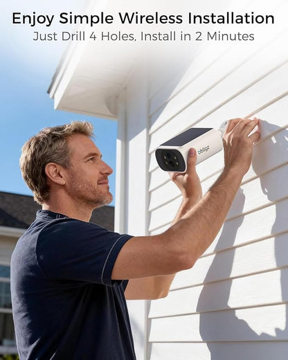 Solar Security Cameras Wireless Outdoor, 2Mins DIY Installation 4MP Color Night Vision Cameras for Home Security, Compatible Home Station Only