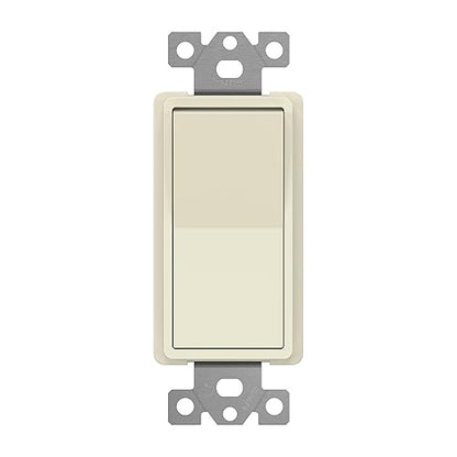 ENERLITES 4-Way Decorator Paddle Rocker Light Switch, Gloss Finish, Clamp Down Wiring, Grounding Screw, Residential Grade, 15A 120V/277V, UL Listed, 94150-LA, Light Almond