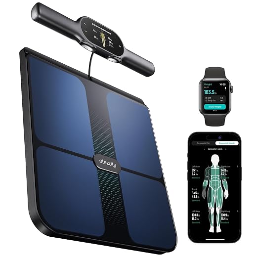 Etekcity WiFi 8-Electrode Smart Scale for Body Weight and Fat | Body Composition Scale with Color Handle Display, 50+ Metrics, 5-Segment Analysis, WiFi Auto Sync and USB-C Charging