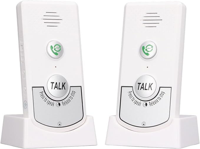 Wireless Intercom Doorbells, Adjustable Voice Intercom Home Smart 2 Way Talk Doorbell, Electronic Doorbell for Hospitals, Hotels, Factories, Teahouses (White)