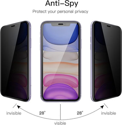 JETech Privacy Full Coverage Screen Protector for iPhone 11/XR 6.1-Inch, Anti-Spy Tempered Glass Film, Edge to Edge Protection Case-Friendly, 2-Pack