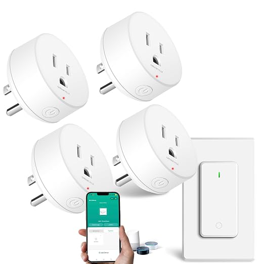 Greencycle Zigbee Smart Plug with Remote,Smart Outlet with Wall Switch,No Cloud Required(2.4G Hub Required),APP Control,Voice Control Compatible with Alexa,Google Assistant,Schedule and Timer,4Plugs