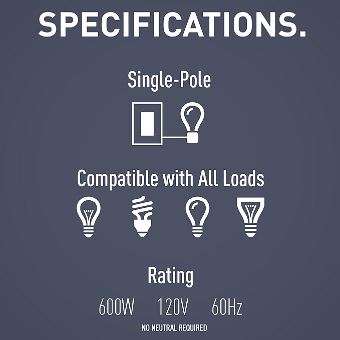 Legrand Radiant 600W Occupancy Motion Sensor Light Switch, 180 Degree Coverage, Auto On/Auto Off, Single Pole, RRW600UTCCCV4, White/Light Almond/Ivory, 1 Count