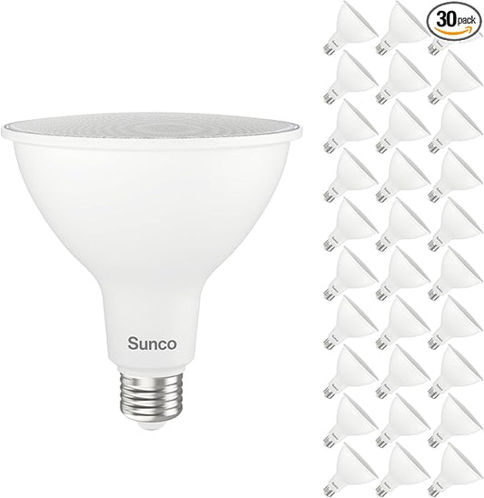 Sunco 30 Pack Outdoor Flood Light Bulbs, PAR38 LED Flood Lights Waterproof, 1800 LM, 15W (150W Equivalent), 3000K Warm White, Dimmable, E26 Base, for Porch Landscape Driveway Garage Yard, UL