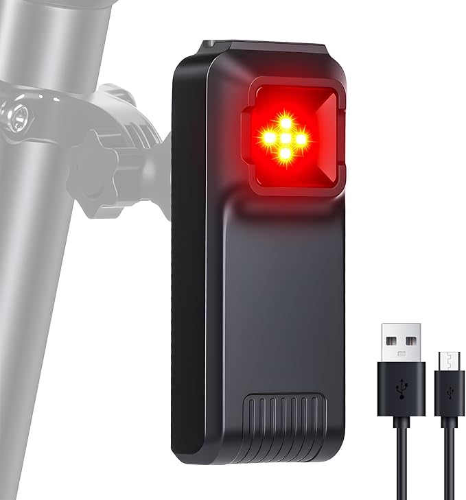 WSDCAM Smart Bike Tail Light Alarm Bike Brake Light Auto ON/Off Anti Theft Bike Alarm with Remote Waterproof Bicycle Alarm Rear Bike Light Bicycle Tail Light LED Rechargeable
