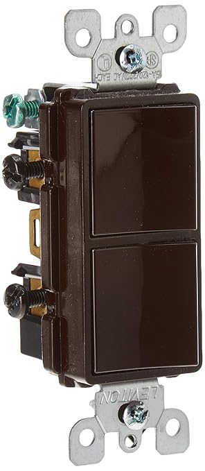 Leviton 15 Amp, 120/277 Volt, Decora Single-Pole, AC Combination Switch, Commercial Grade, Grounding, 5634, Brown