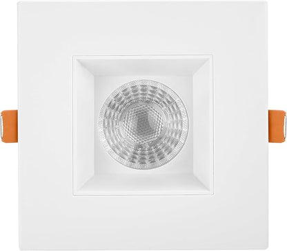 Maxxima 4 in. Ultra-Thin Recessed Anti-Glare LED Downlight, Canless IC Rated, 5 Color Temperature Selectable 2700K/3000K/3500K/4000K/5000K, Dimmable Square White Trim, 90 CRI