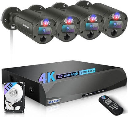 【2-Way Audio & 4K Ultra HD】 Outdoor Wired Security Camera System, Wired Cameras for Home Security, POE Video Surveillance Systems