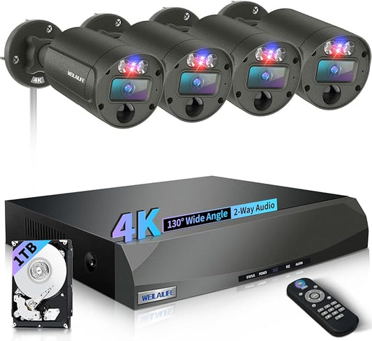 【2-Way Audio & 4K Ultra HD】 Outdoor Wired Security Camera System, Wired Cameras for Home Security, POE Video Surveillance Systems