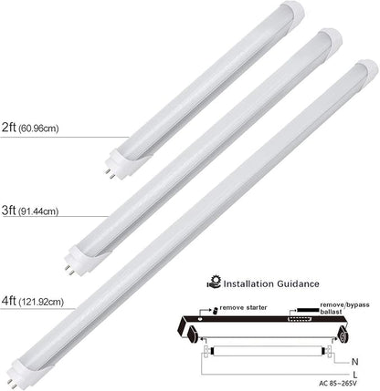 LightingWill LED T8 Light Tube 2FT, Warm White 3000K-3500K, Dual-End Powered Ballast Bypass, 1000Lumens 10W (24W Fluorescent Equivalent), Frosted Cover, AC85-265V Lighting Tube Fixtures, 4 Pack…