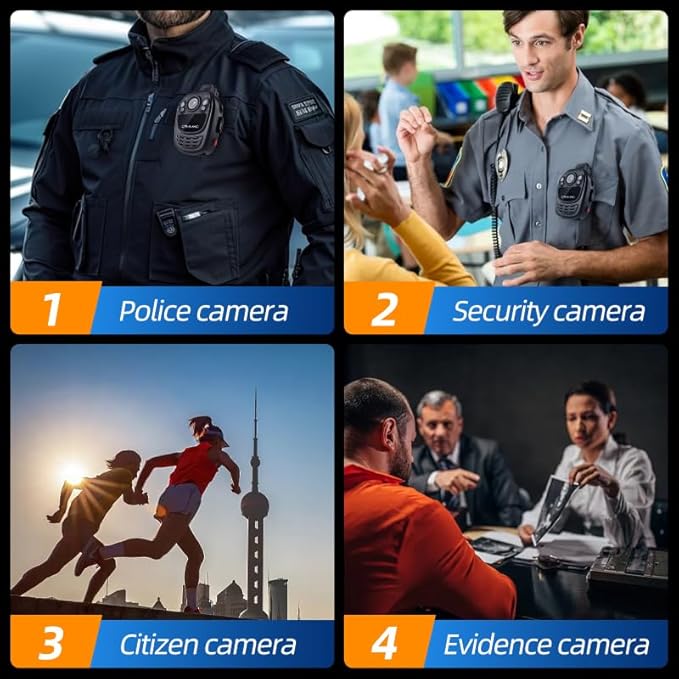 CAMMHD YX1-128G 2K/1440P Body Camera Support Video Audio Image, 3500mAh Battery Work 12hrs, Night Vision and 2.0IN Screen Easy to Playback, Data-encrypted Body Cam for Police and Personal