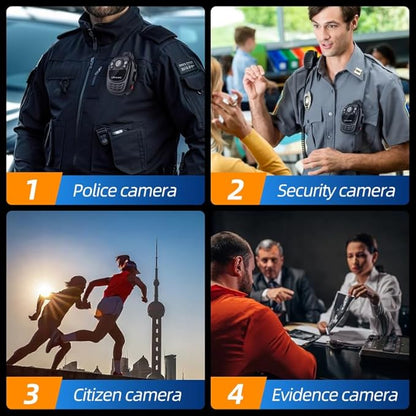 CAMMHD YX1-256G 2K/1440P Body Camera Support Video Audio Image, 3500mAh Battery Work 12hrs, Night Vision and 2.0IN Screen Easy to Playback, Data-encrypted Body Cam for Police and Personal