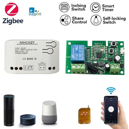 Smart Home Dry Contact Zigbee Relay Switch, Remote Control Zigbee Switch for Light Garage Door, Compatible with Alexa Google Home,Zigbee hub Needed (1CH)