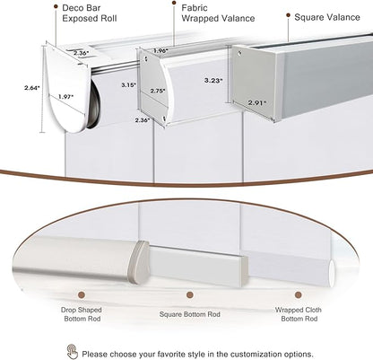 Motorized Roller Shade: 100% Blackout, Electric Blinds Compatible with Alexa/Google Home/Apple Homekit, Pure White