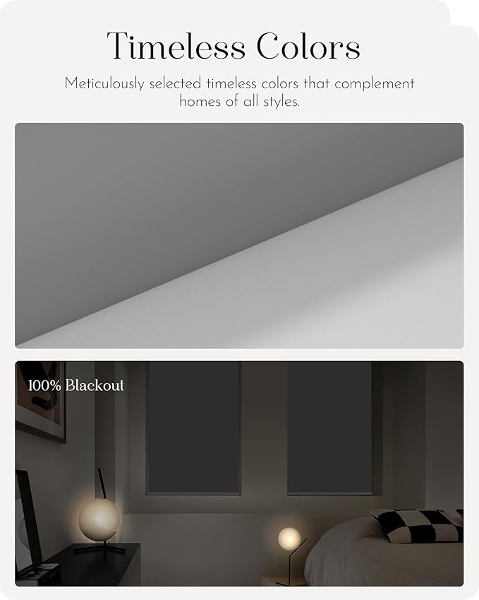 Graywind Smart Roller Shades 100% Blackout Window Blinds with APP Control Customized Automatic Shades for Home and Office(36" Wx72 H,Grey)
