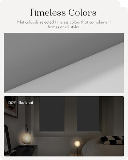 Graywind Smart Roller Shades 100% Blackout Window Blinds with APP Control Customized Automatic Shades for Home and Office(34" Wx72 H,Grey)