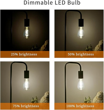 6 PCS Dimmable Vintage LED Edison Bulbs, 6W Equivalent 60 Watt, Natural White 4000K, Antique Flexible Spiral LED Filament Light Bulb, ST58 (ST19), 600 Lumens, E26 Base, Clear Plastic