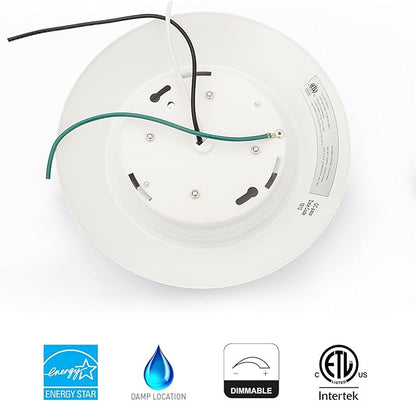 10 Packs 4 Inch LED Low Profile Recessed & Surface Mount Disk Light, Round, 10W, >600 Lumens, 5000K Day Light White, CRI80, DOB Design, Dimmable, ETL Listed, White