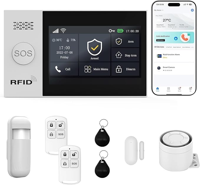 Home Security Systems Alarm System for Home Security GSM/4G+WiFi (8 - Piece)