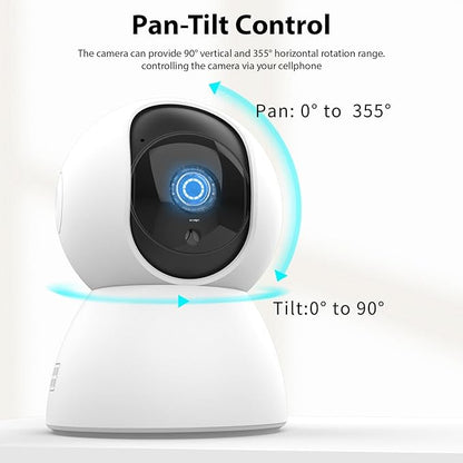 3MP Security Camera 2.4G WiFi Smart Indoor Monitoring Cam with Night Viewing 2-Way Audio Phone APP Remote Control Motion Detection for Pet Home Security Monitor Intelligent Alarm System