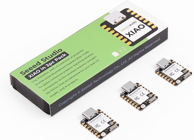 XIAO MG24 Sense 3PCS Pack - Silicon Labs EFR32MG24, Matter Native Over Thread/BLE 5.3, Arduino Compatible, 1.95μA Ultra-Low-Power, On-Board IMU/Micphone/Antenna, 19 GPIOs