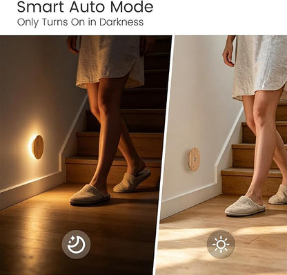 Wood Night Light with Motion Sensor , Rechargeable Backlit Light, Magnetic