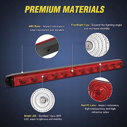 Nilight 16" Trailer Light 12 LED Red Running Brake Sequential Signal Lights