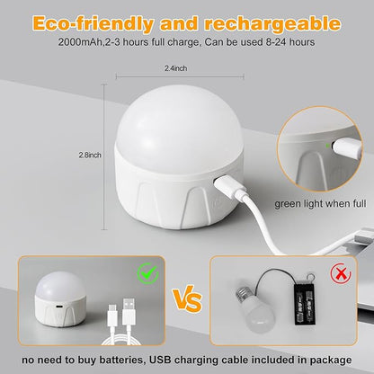Rechargeable Light Bulbs with Remote, 2000mAh Magnetic Battery Powered E26 LED Bulb with Timer for Lamps/Sconces/Outdoor Camping, 3 Color Temperatures & 12 RGB Colors, Non-Hardwired, 1 Pack