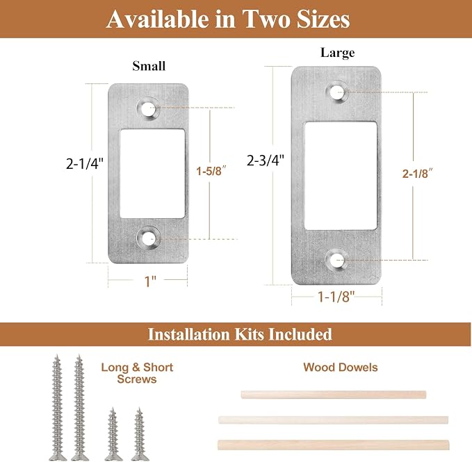 Deadbolt Restorer Strike Plate, Fix Dead Bolt Misalignment/Sticking/Jamming, Large Hole and Narrow Edge Frame Striker for Door Latch (1, Silver) | Narrow Edge & Large Hole, 2-1/4"H x 1"W, 1-5/8” Screw Hole Spacing, Stainless Steel, Enlarged Opening for...