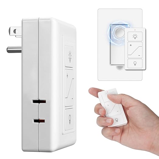 Smart Plug-in Dimmer, Wireless Dimmer Plug with Remote, 2.4GHz Dual Outlets Switch for Lamp Compatible with Alexa, for Dimmable LED, CFL, Incandescent and Halogen Lamps