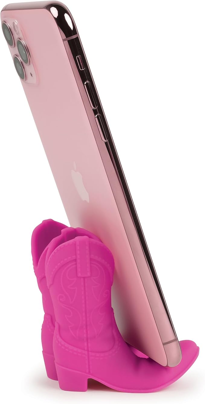 Genuine Fred Giddy UP Phone Stand, Pink, Cowboy Boot Tech Accessory, Fits Most Mobile Smartphones, Grippy Silicone, Fun Cowboy Boot Details