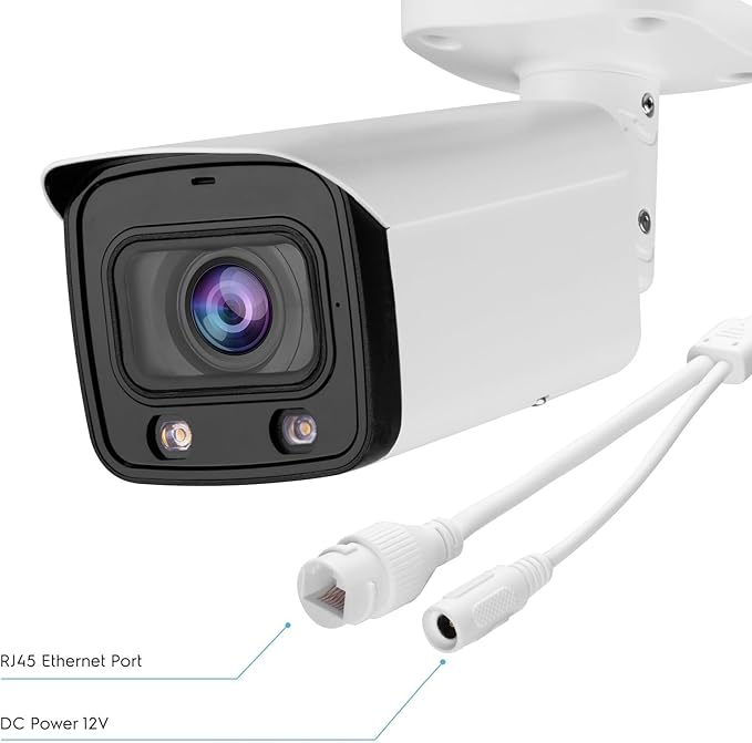DahuaSecurity 8MP 5X Optical Zoom PoE IP Bullet Camera – 4K Varifocal Security Camera with Human & Vehicle Detection, Smart Dual Light, IP67, 256GB SD Card Slot, Full Metal Housing